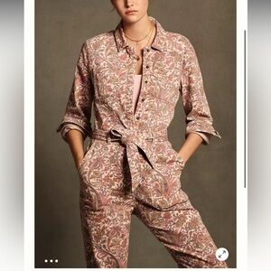 Anthropologie Pink Paisley Jumpsuit